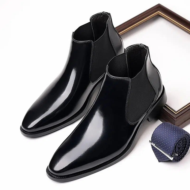 Black Patent Leather Chelsea Boots – Premium Gloss Finish
